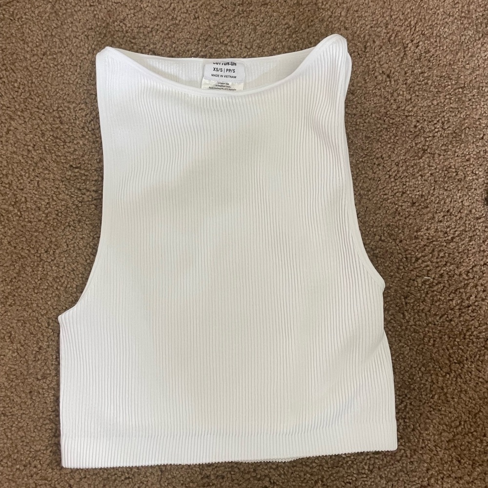 Women’s cotton on white ribbed XS/S high neck tank top never worn
